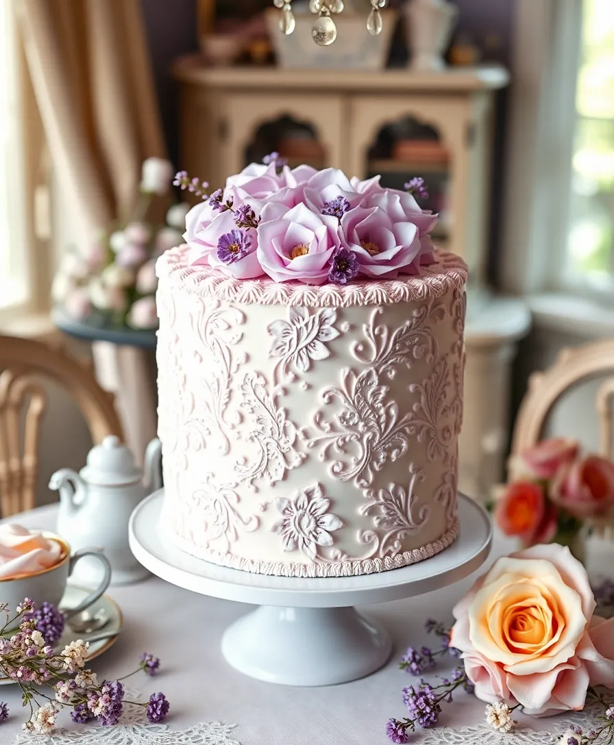 20 Creative Lavender Wedding Cake Designs You’ll Want to Copy! - 8. Vintage Lavender Lace Cake