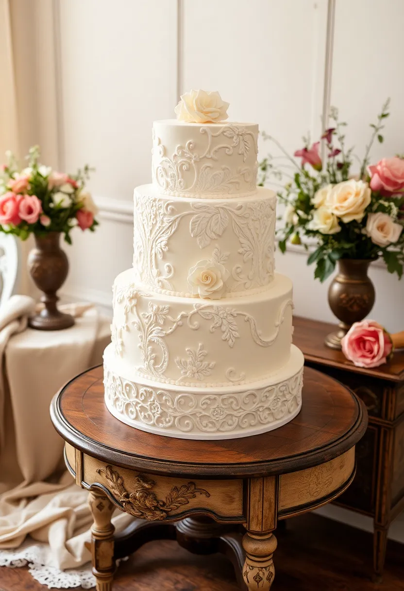 25 Classic Vintage Wedding Cakes That Will Make You Swoon (Don't Miss #15!) - 14. Vintage Carved Cake