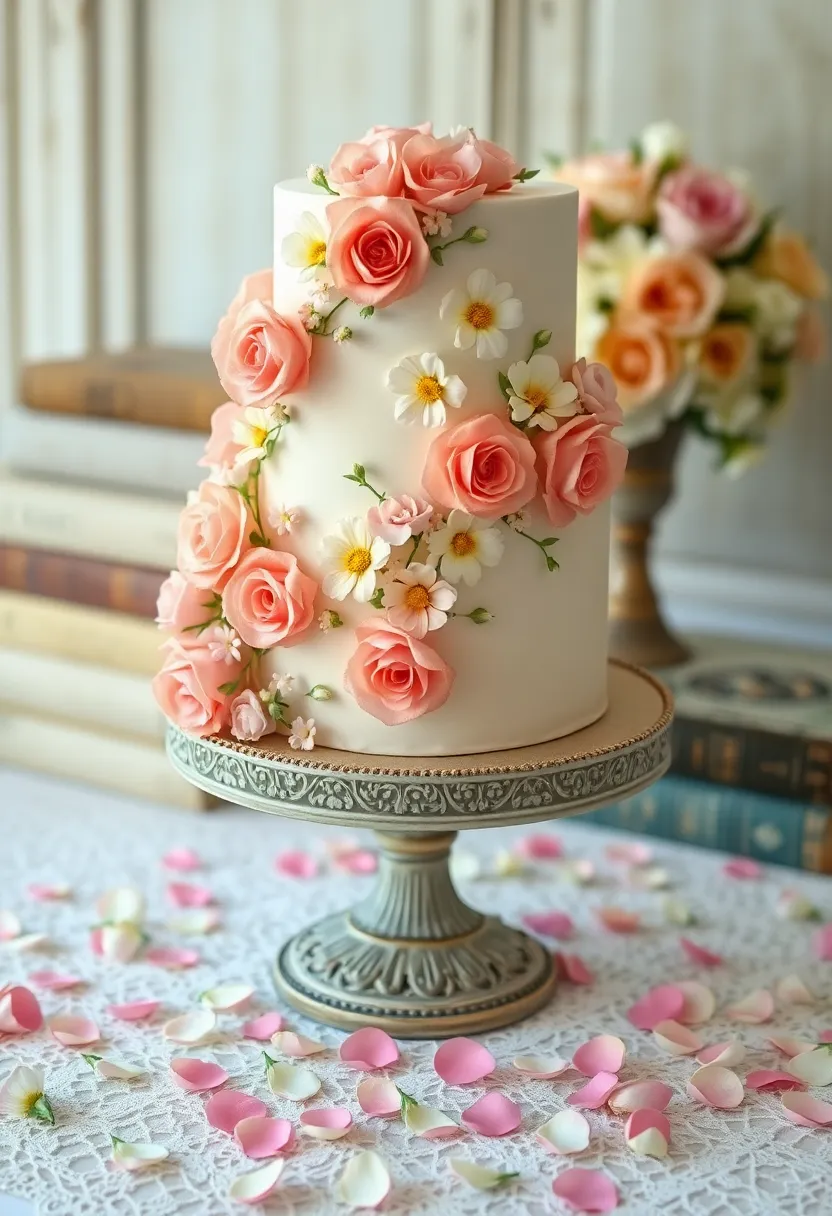 25 Classic Vintage Wedding Cakes That Will Make You Swoon (Don't Miss #15!) - 3. Vintage Floral Cake