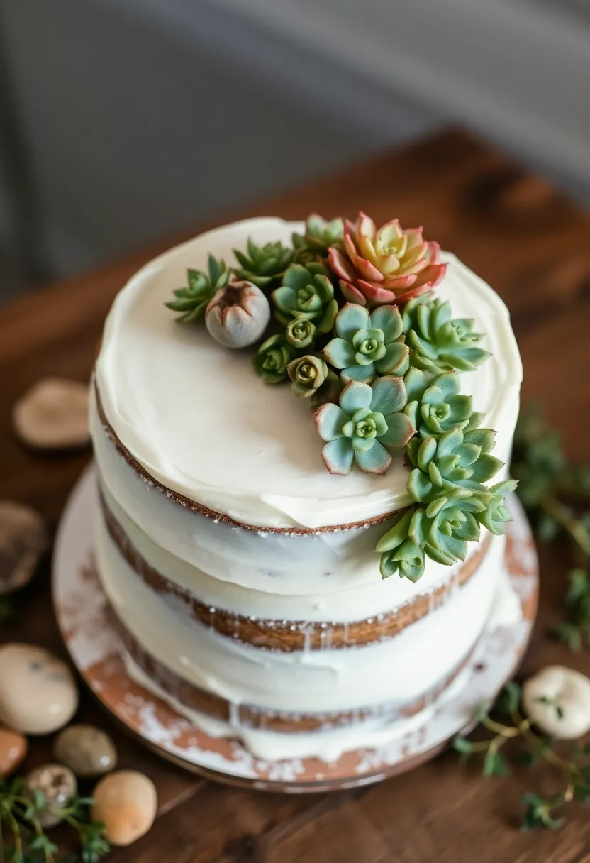 25 Classic Vintage Wedding Cakes That Will Make You Swoon (Don't Miss #15!) - 19. Frosted Succulent Cake