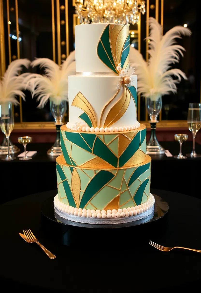 25 Classic Vintage Wedding Cakes That Will Make You Swoon (Don't Miss #15!) - 4. Art Deco Glam Cake