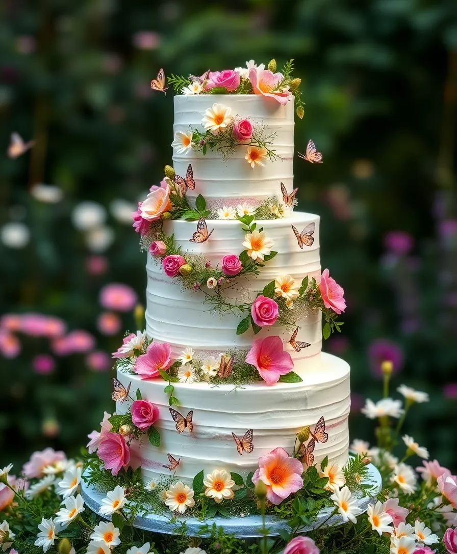 21 Stunning Floral Wedding Cakes That Will Steal Your Heart (You Won't Believe #13!) - 6. Whimsical Garden Delight