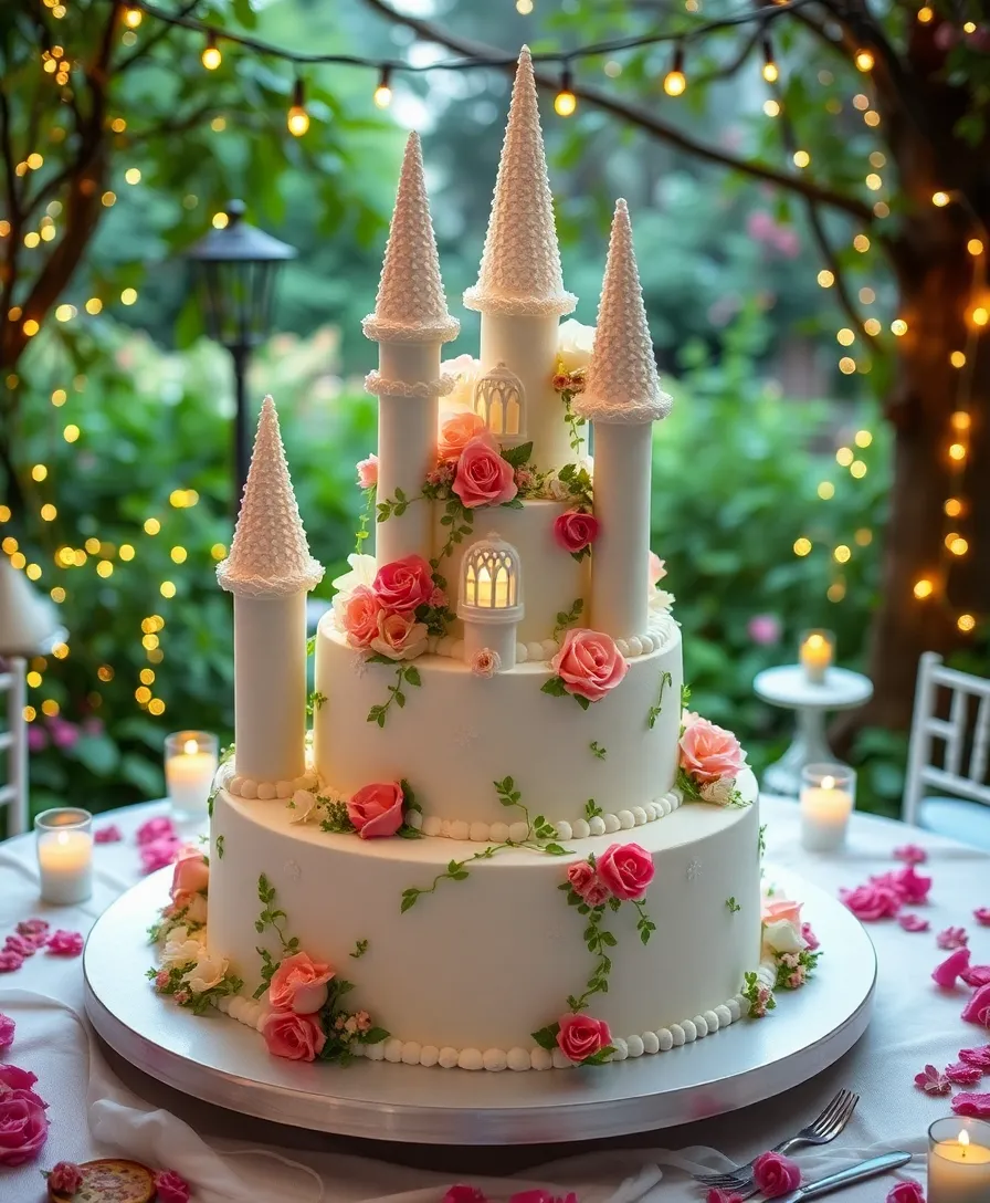 21 Stunning Floral Wedding Cakes That Will Steal Your Heart (You Won't Believe #13!) - 17. Fairytale Castle Cake