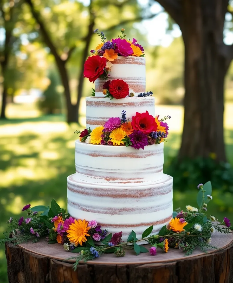 21 Stunning Floral Wedding Cakes That Will Steal Your Heart (You Won't Believe #13!) - 1. Rustic Charm with Wildflowers