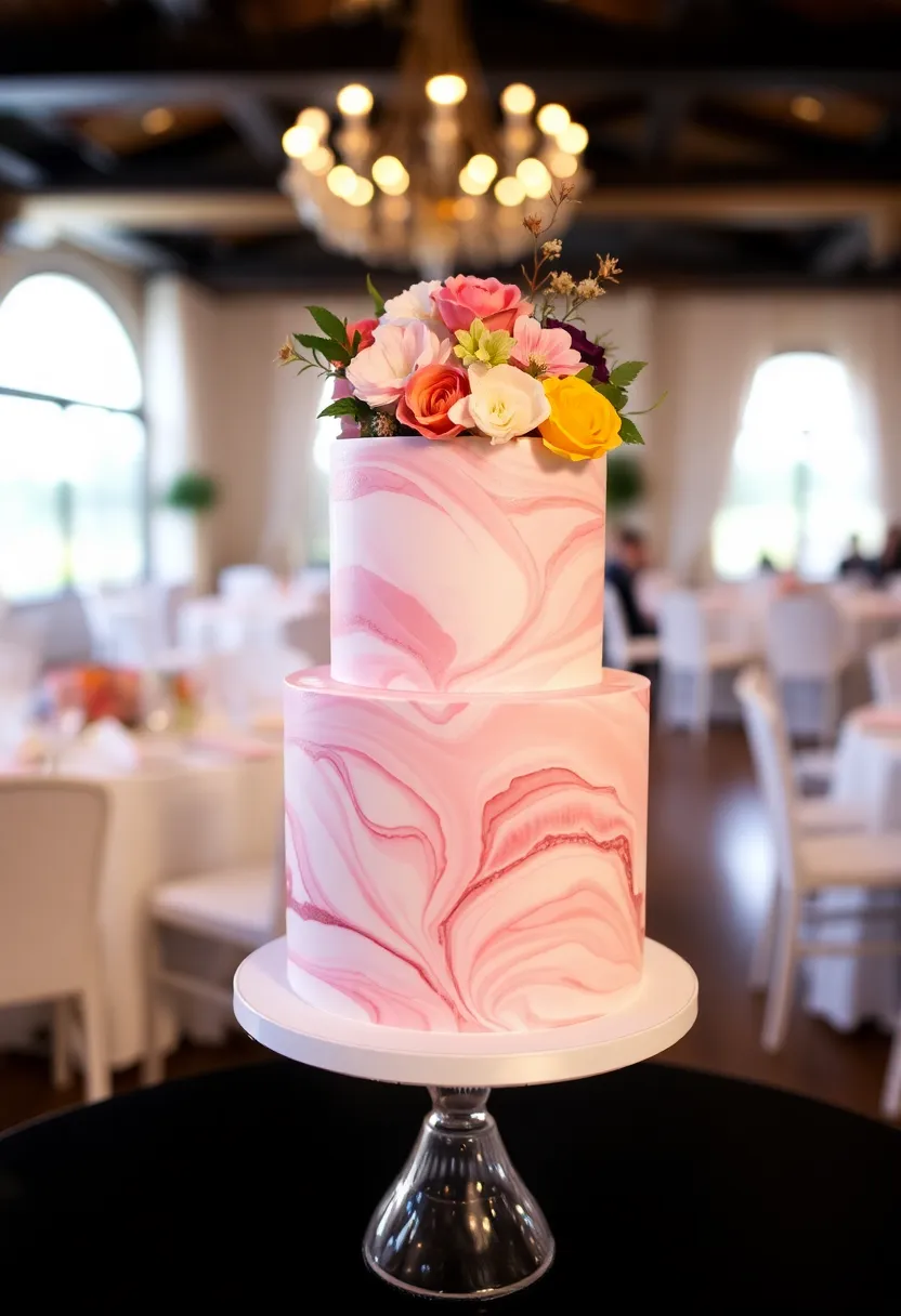 22 Pink Wedding Cakes That Will Make Every Bride Swoon (You Won't Believe #15!) - 12. Marbled Pink Dream