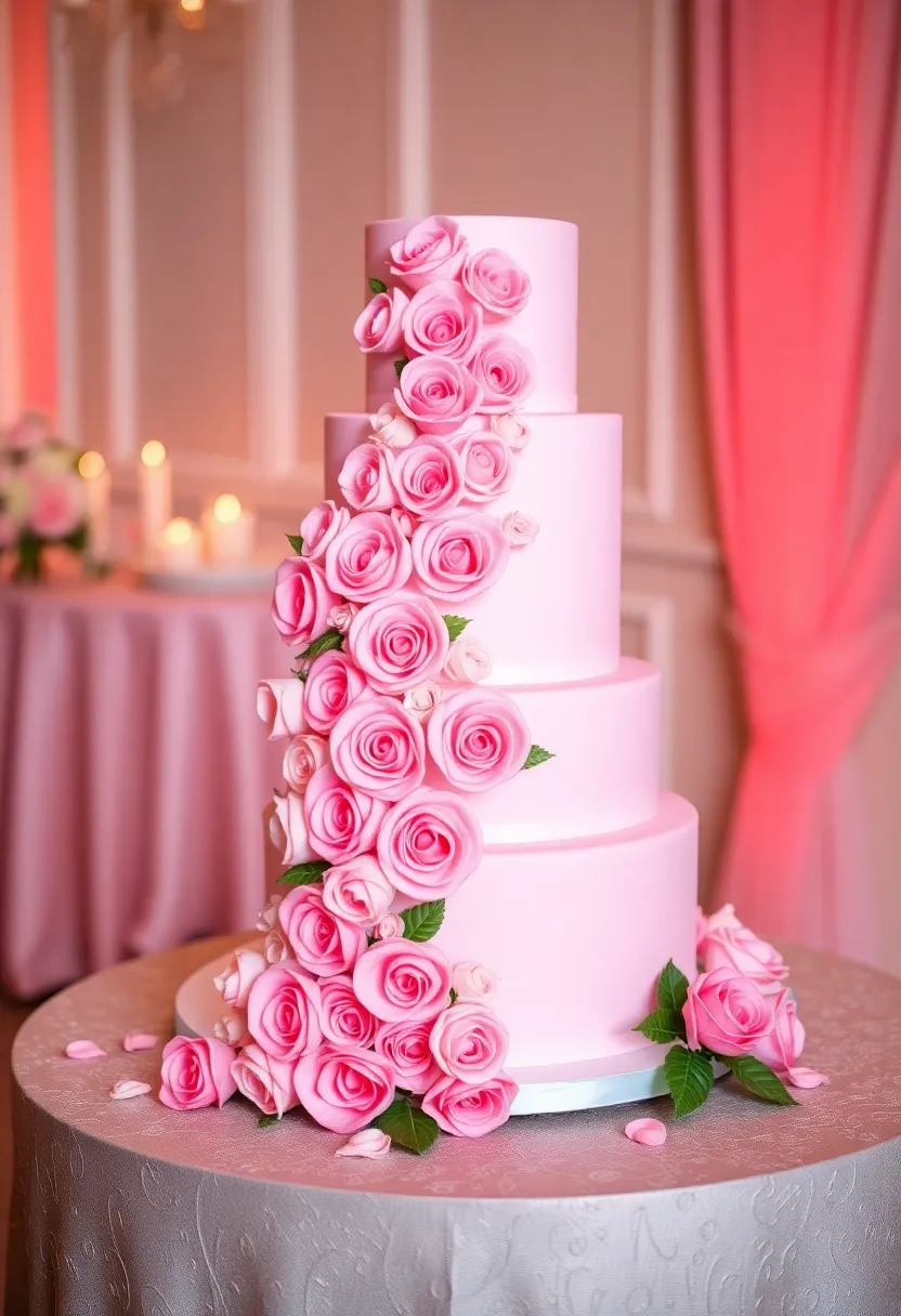 22 Pink Wedding Cakes That Will Make Every Bride Swoon (You Won't Believe #15!) - 8. Sweetheart Rose Cake