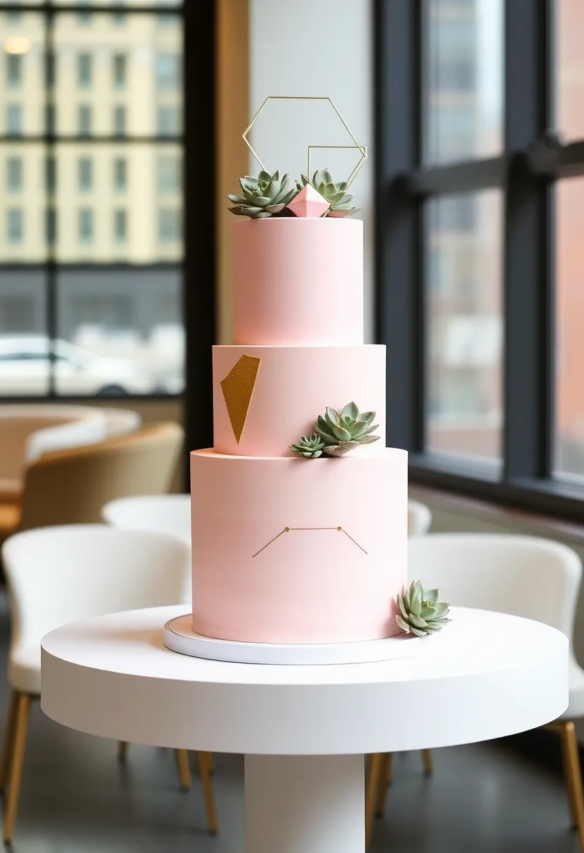 22 Pink Wedding Cakes That Will Make Every Bride Swoon (You Won't Believe #15!) - 3. Modern Geometric Marvel