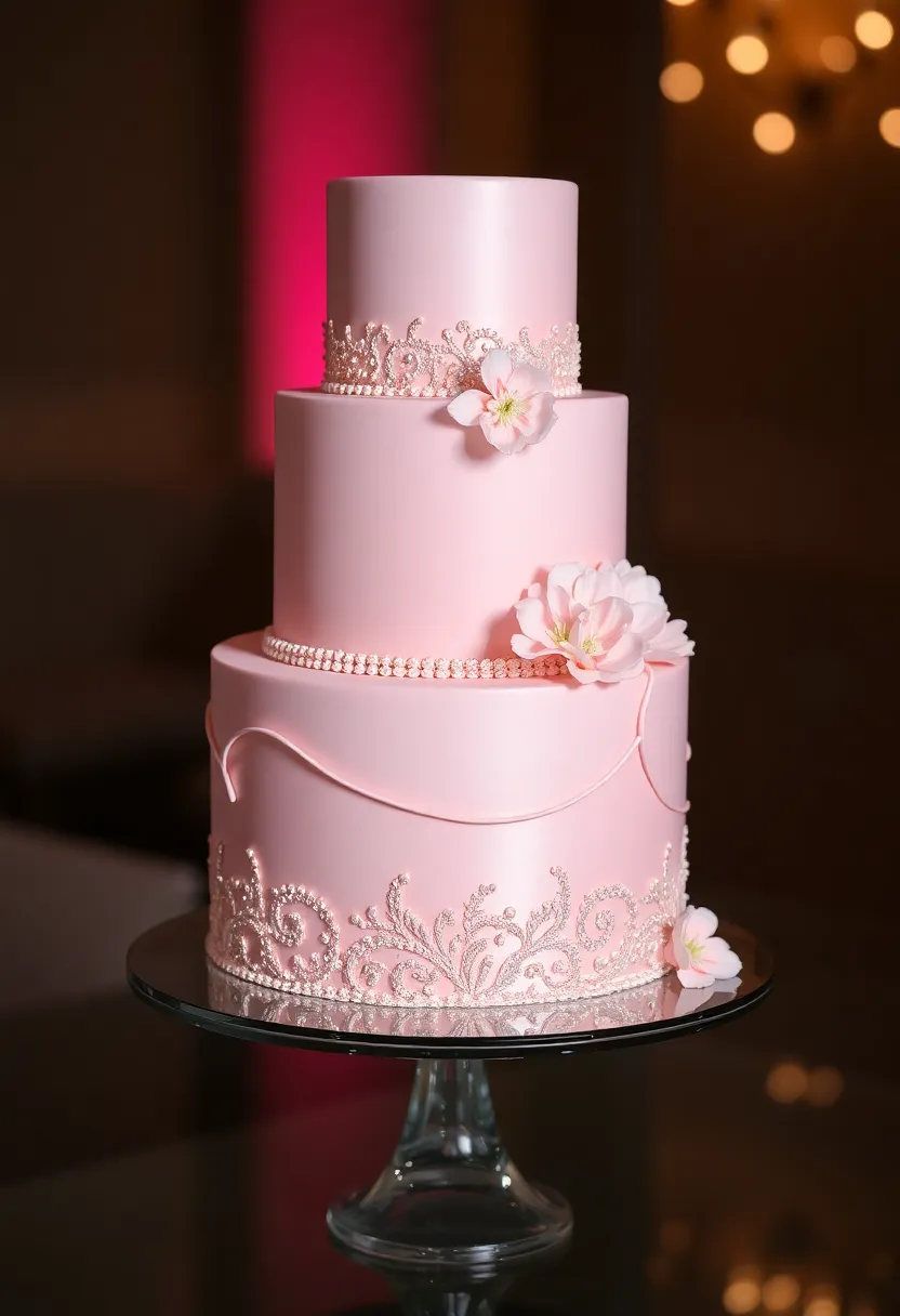 22 Pink Wedding Cakes That Will Make Every Bride Swoon (You Won't Believe #15!) - 16. Pearlescent Pink Cake