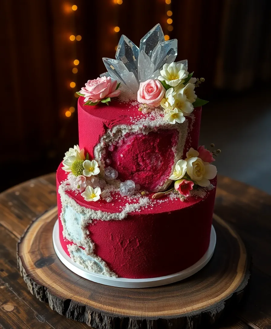 21 Stunning Floral Wedding Cakes That Will Steal Your Heart (You Won't Believe #13!) - 9. Geode-Inspired Floral Cake