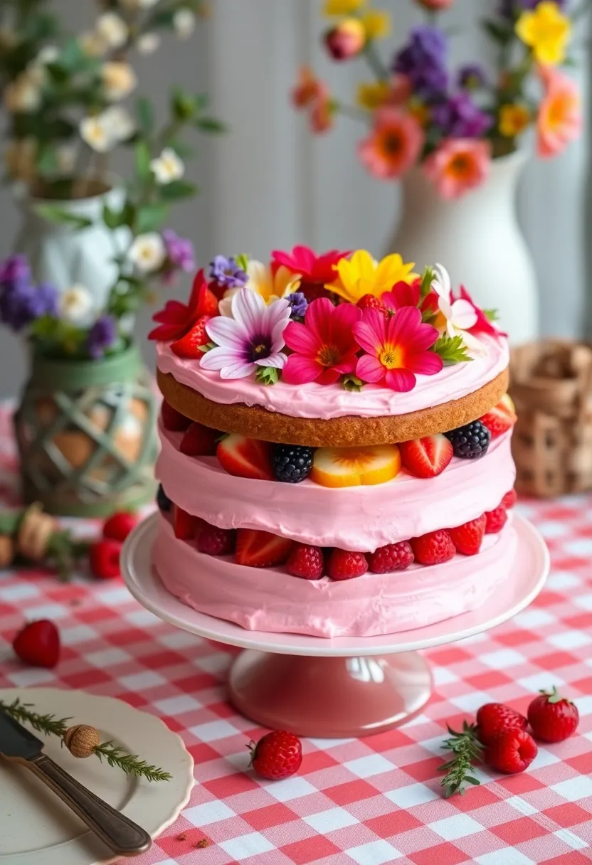 22 Pink Wedding Cakes That Will Make Every Bride Swoon (You Won't Believe #15!) - 21. Cheery Picnic Cake