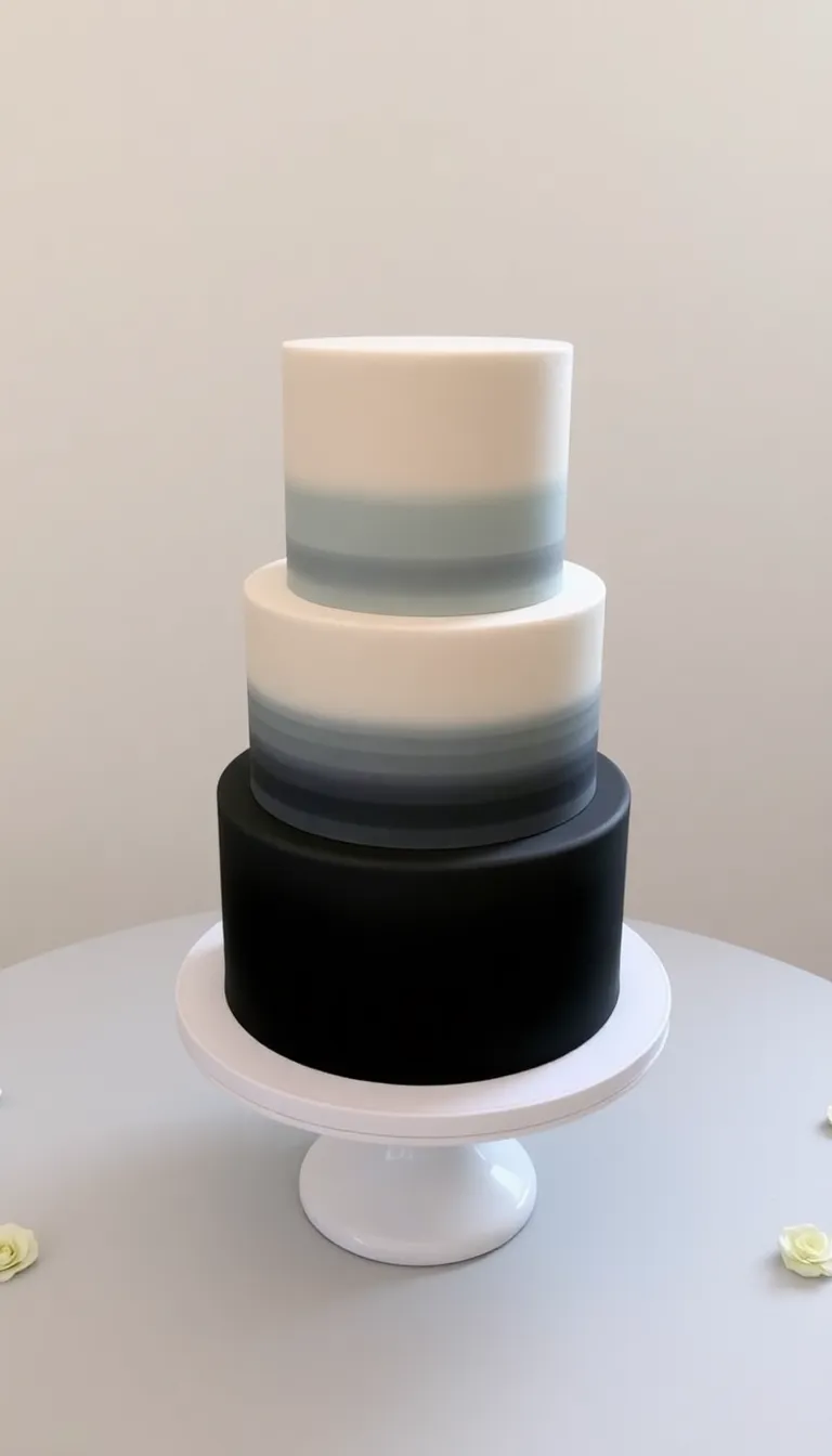 22 Elegant Black and White Wedding Cakes You Can't Afford to Miss! - 8. Ombre Elegance