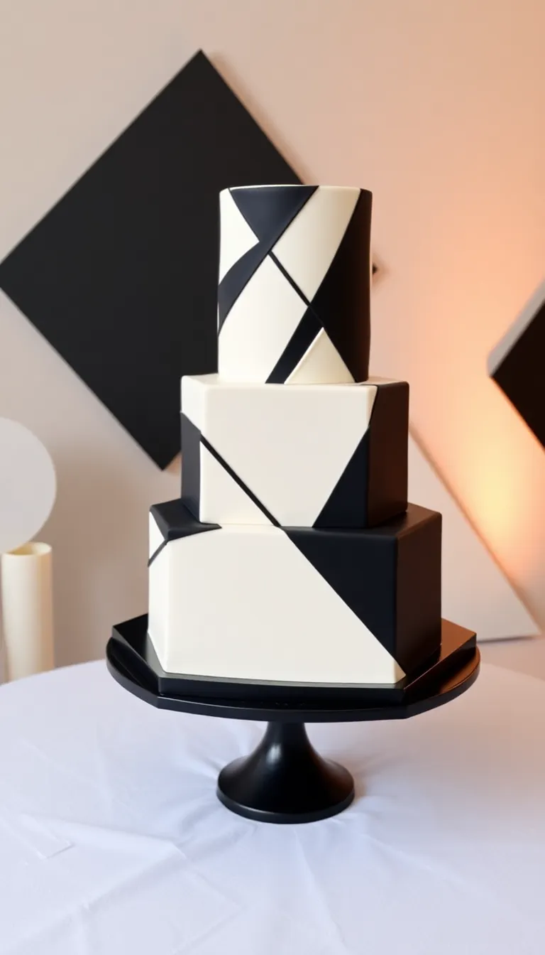 22 Elegant Black and White Wedding Cakes You Can't Afford to Miss! - 3. Bold Geometric