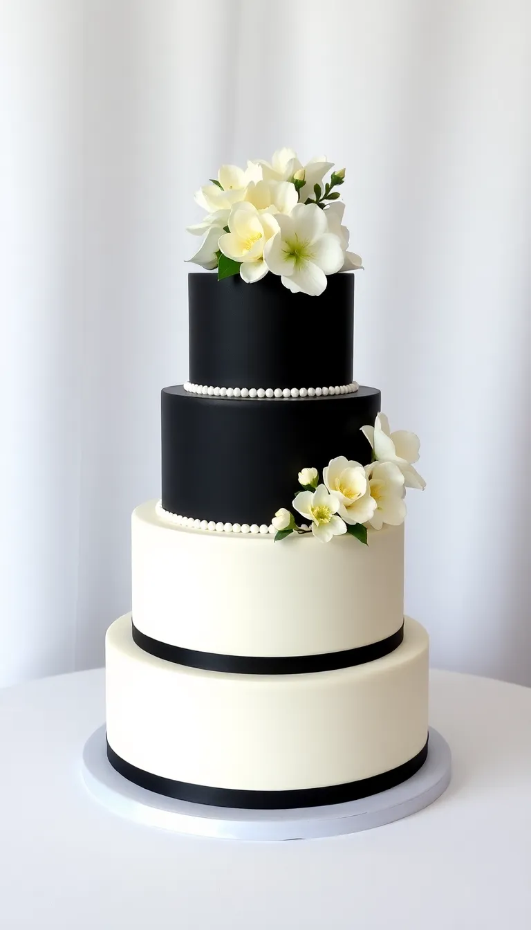 22 Elegant Black and White Wedding Cakes You Can't Afford to Miss! - 4. Classic Monochrome