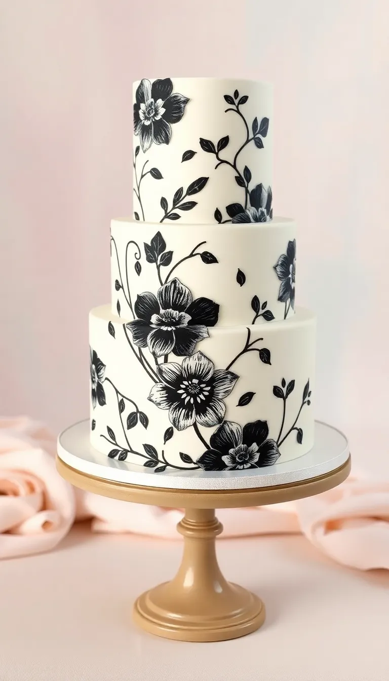 22 Elegant Black and White Wedding Cakes You Can't Afford to Miss! - 10. Edible Art