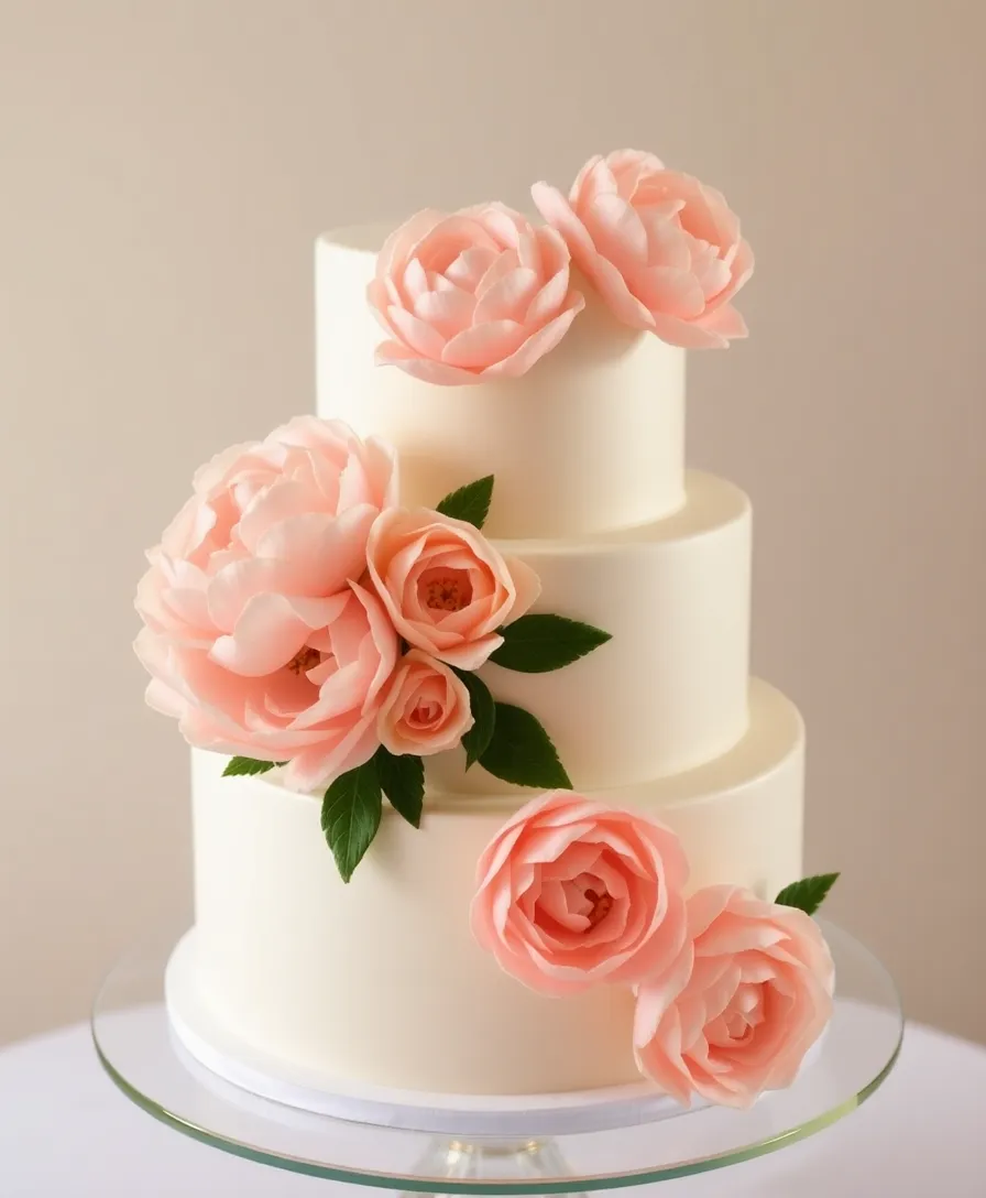 21 Stunning Floral Wedding Cakes That Will Steal Your Heart (You Won't Believe #13!) - 2. Elegant Peony Perfection