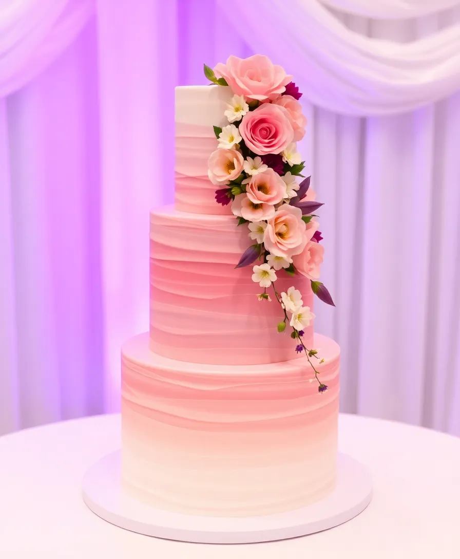 21 Stunning Floral Wedding Cakes That Will Steal Your Heart (You Won't Believe #13!) - 11. Ombre Floral Cascade