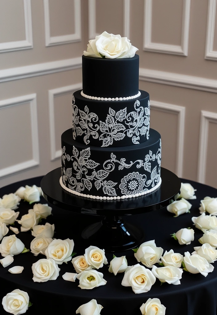 21 Elegant Wedding Cake Designs That Will Leave You Breathless (Wait Until You See #12!) - 8. Classic Black and White: Timeless Contrast