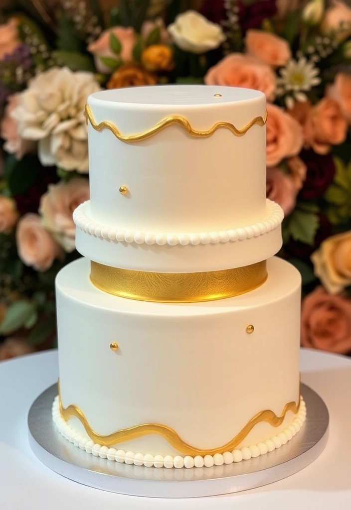 21 Just Married Cake Designs That'll Make You Say 'I Do!' (You Won't Believe #11!) - 4. Elegant Gold and White Cake