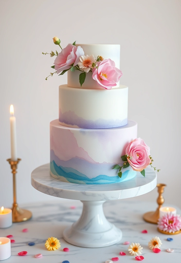 21 Just Married Cake Designs That'll Make You Say 'I Do!' (You Won't Believe #11!) - 3. Whimsical Watercolor Cake