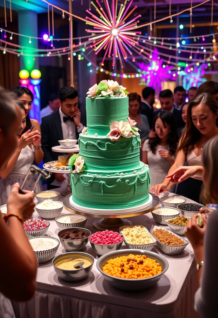 21 Stunning Emerald Green Wedding Cakes That Will Leave You Speechless! - 15. Interactive Dessert Station