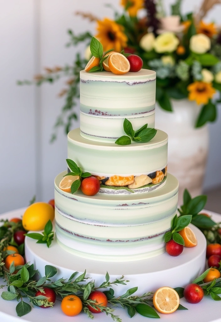 21 Stunning Sage Green Wedding Cakes That Will Steal the Show! - 15. Seasonal Ingredients